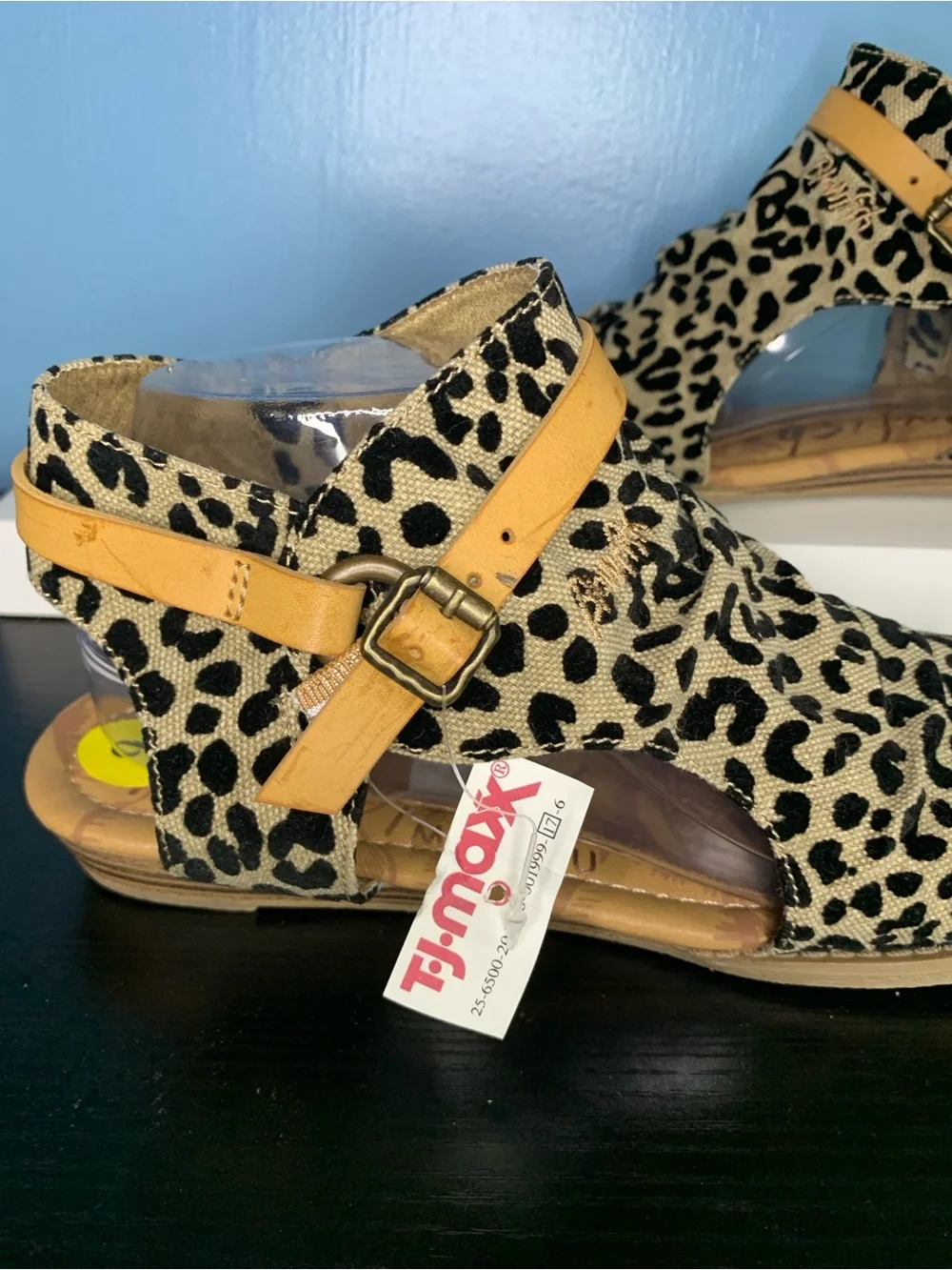 Blowfish Leopard Print Sandals with Tan Straps